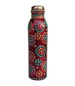Copper Bottle Hand painted Red color capacity -950 ml/33 oz for water storage
