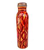 Pure Copper Hand Painted Root Theme Multi Colored Water Bottle Tumbler,Joint Less Bottle For Ayurveda Health (950 ml)