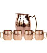 Pure copper Hammered Jug NEW Copper Moscow Mule Water Pitcher Heavy Gauge Pure Solid Hammered With Set of 4
