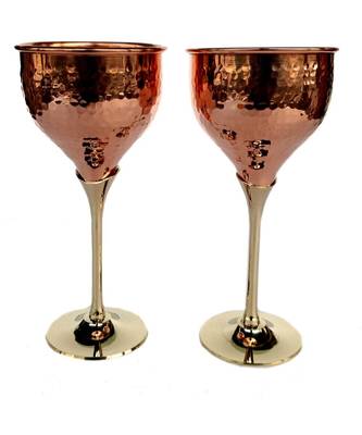 Pure Copper Wine Glass Wine Whisky Cocktail Goblet Tableware Bar Hotel Restaurant Serving Set of (2) 1