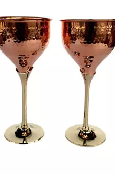 Pure Copper Wine Glass Wine Whisky Cocktail Goblet Tableware Bar Hotel Restaurant Serving Set of (2)