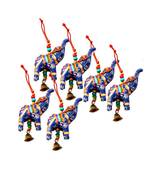 Elephant Bell Hanging Layer Set of 6 Home Christmas Hanging ative Ornaments Multi Colored Indian Traditional