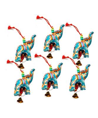 Elephant Bell Hanging Layer Set of 6 Home Christmas Hanging ative Ornaments Multi Colored Indian Traditional 1