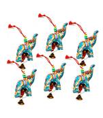 Elephant Bell Hanging Layer Set of 6 Home Christmas Hanging ative Ornaments Multi Colored Indian Traditional