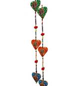 Door Hanging ative Cotton Heart in Vibrant Color Stringed with Beads and Bell Traditional Indian Hanging atio