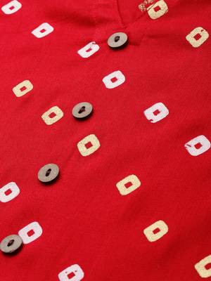 Red printed viscose cotton-kurtis 4