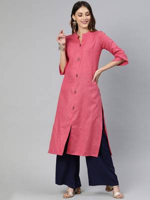 Rose plain cotton cotton-kurtis 1