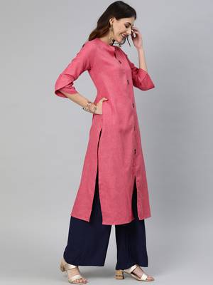 Rose plain cotton cotton-kurtis 2