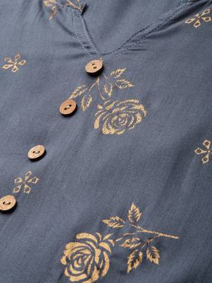 Grey printed viscose ethnic-kurtis 4