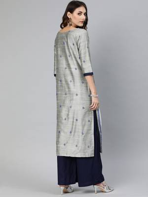 Grey printed cotton ethnic-kurtis 3