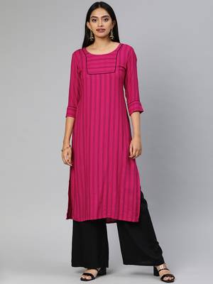 Pink woven viscose cotton-kurtis 1
