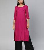 Pink woven viscose cotton-kurtis