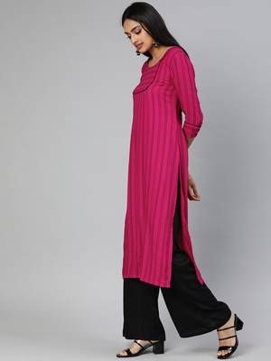 Pink woven viscose cotton-kurtis 2