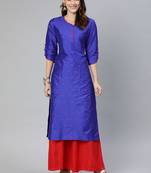 Blue woven art silk cotton-kurtis