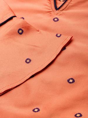 Peach woven art silk cotton-kurtis 4