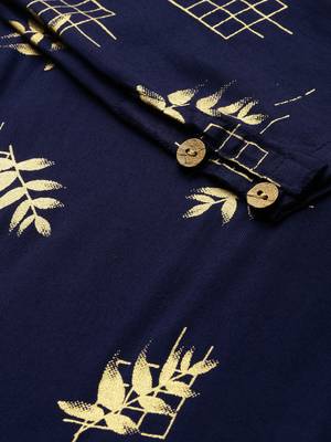 Navy-blue printed viscose ethnic-kurtis 4