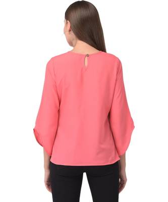 Brijraj Pink Color Crepe Solid Casual Wear Top 4