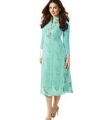 Brijraj Sky Blue Color Georgette Double Layered Stone Work Kurti