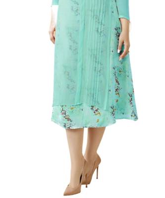 Brijraj Sky Blue Color Georgette Double Layered Stone Work Kurti 3