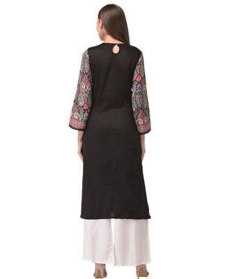 Brijraj black color cotton chikenkari unstitched kurti 2