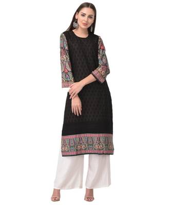 Brijraj black color cotton chikenkari unstitched kurti 3