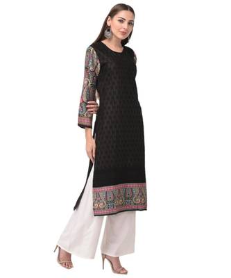 Brijraj black color cotton chikenkari unstitched kurti 1