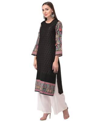 Brijraj black color cotton chikenkari unstitched kurti 4