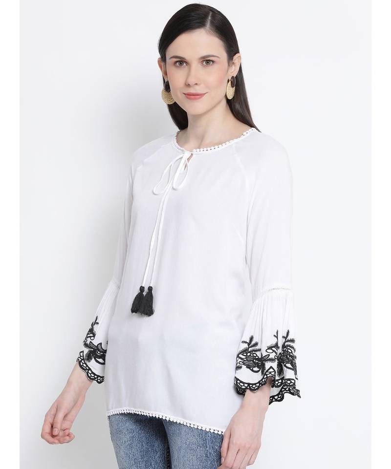 Pearl Peace Embroidered Women Top