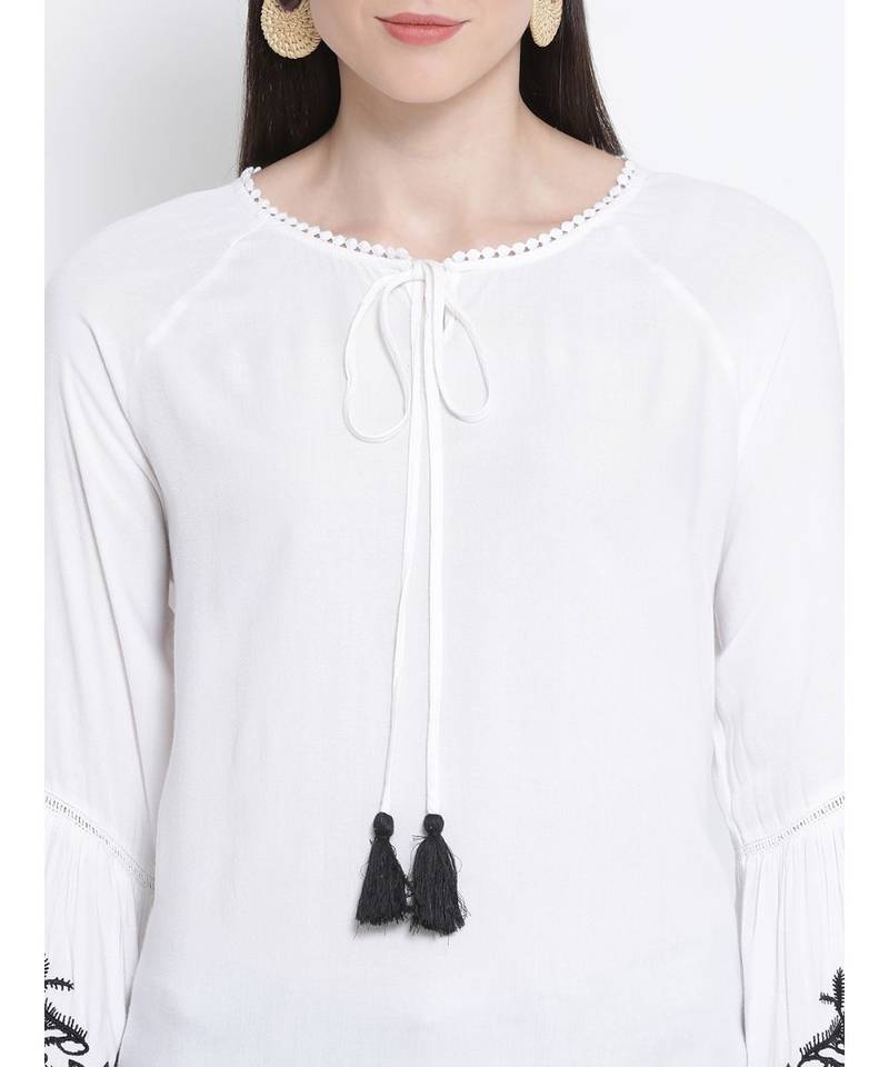 Pearl Peace Embroidered Women Top