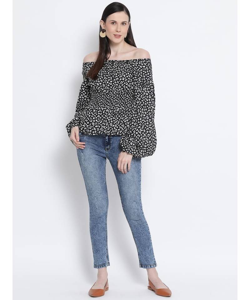 Floral Pixel Waistline Women Top