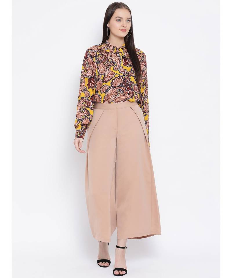 Beige Demand Poly Twill Women Pant