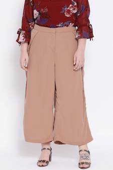 Beige Metal Plus Size Women Pant