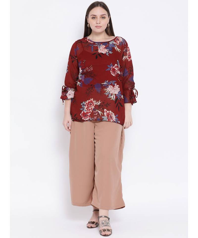 Beige Metal Plus Size Women Pant