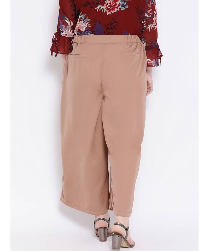 Beige Metal Plus Size Women Pant