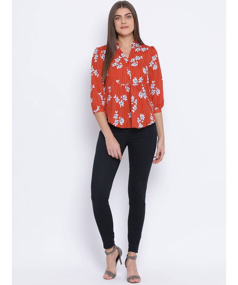 Floral Pleated Women Top