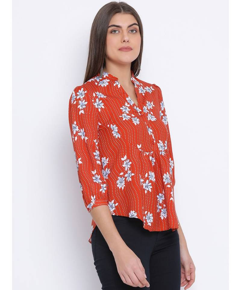 Floral Pleated Women Top