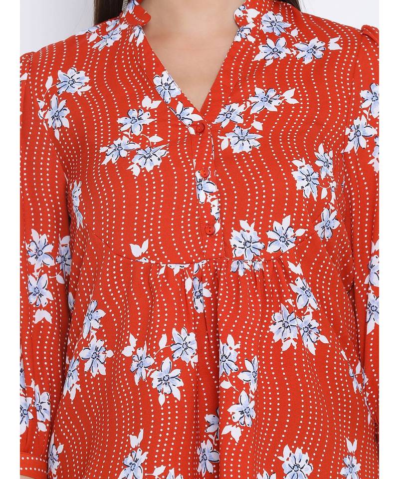 Floral Pleated Women Top