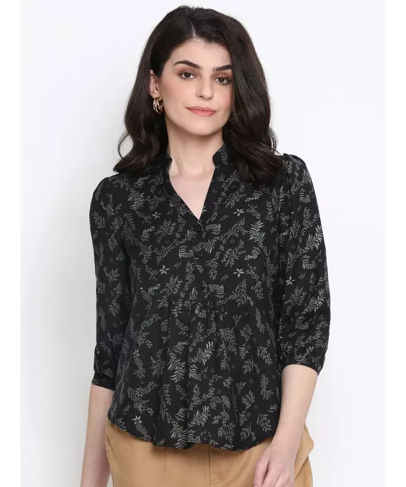 Floral Forest Pleated Women Top