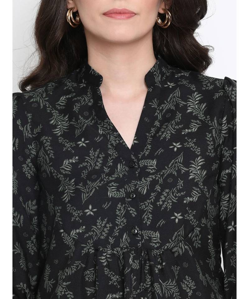 Floral Forest Pleated Women Top