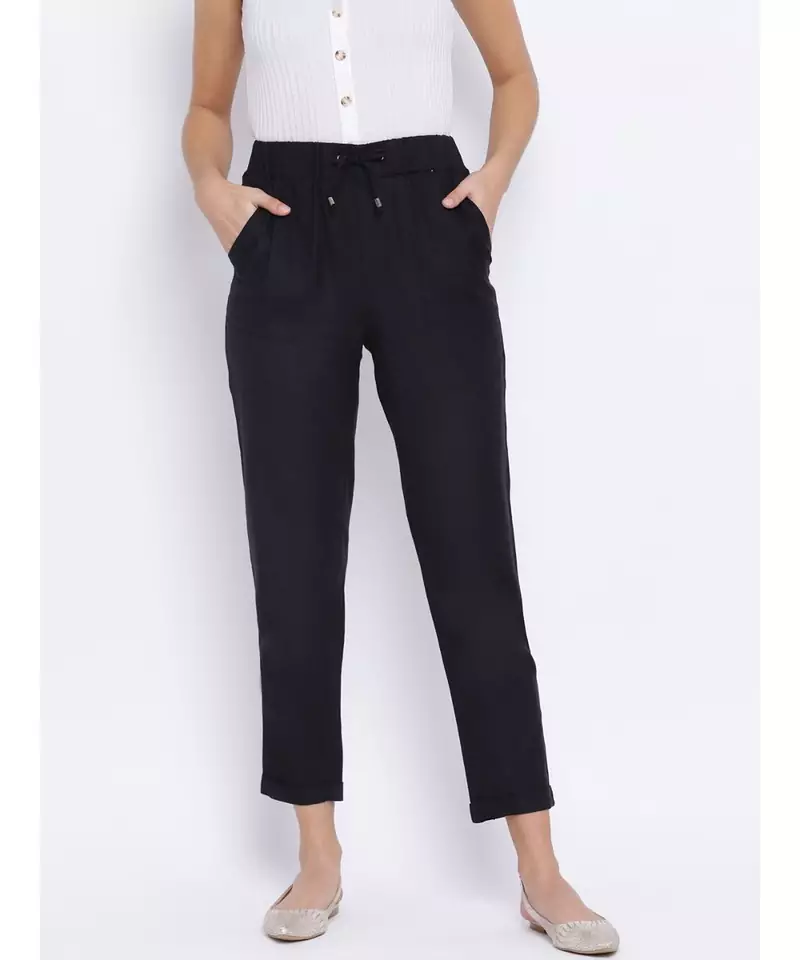 Black Nora Tie-Knot Women Pant
