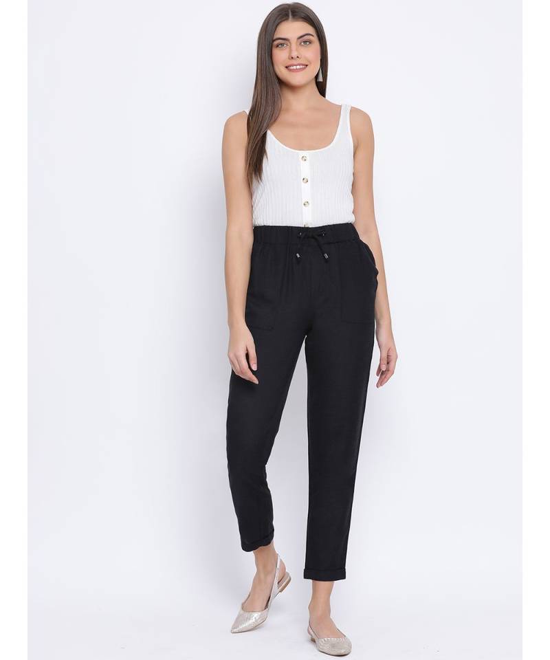 Black Nora Tie-Knot Women Pant
