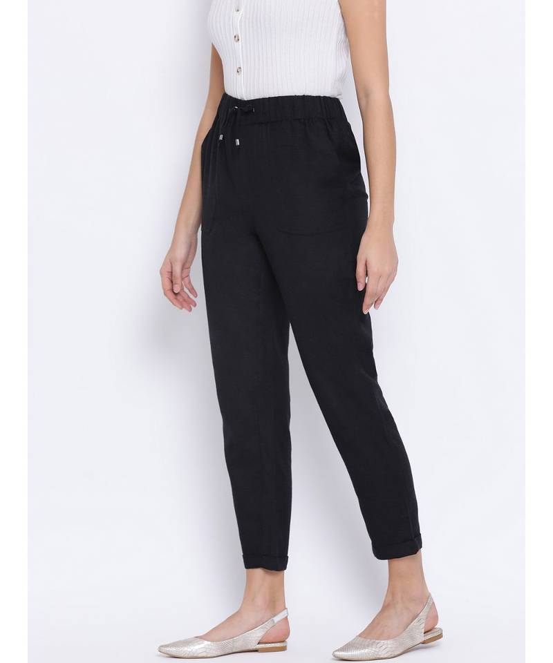 Black Nora Tie-Knot Women Pant
