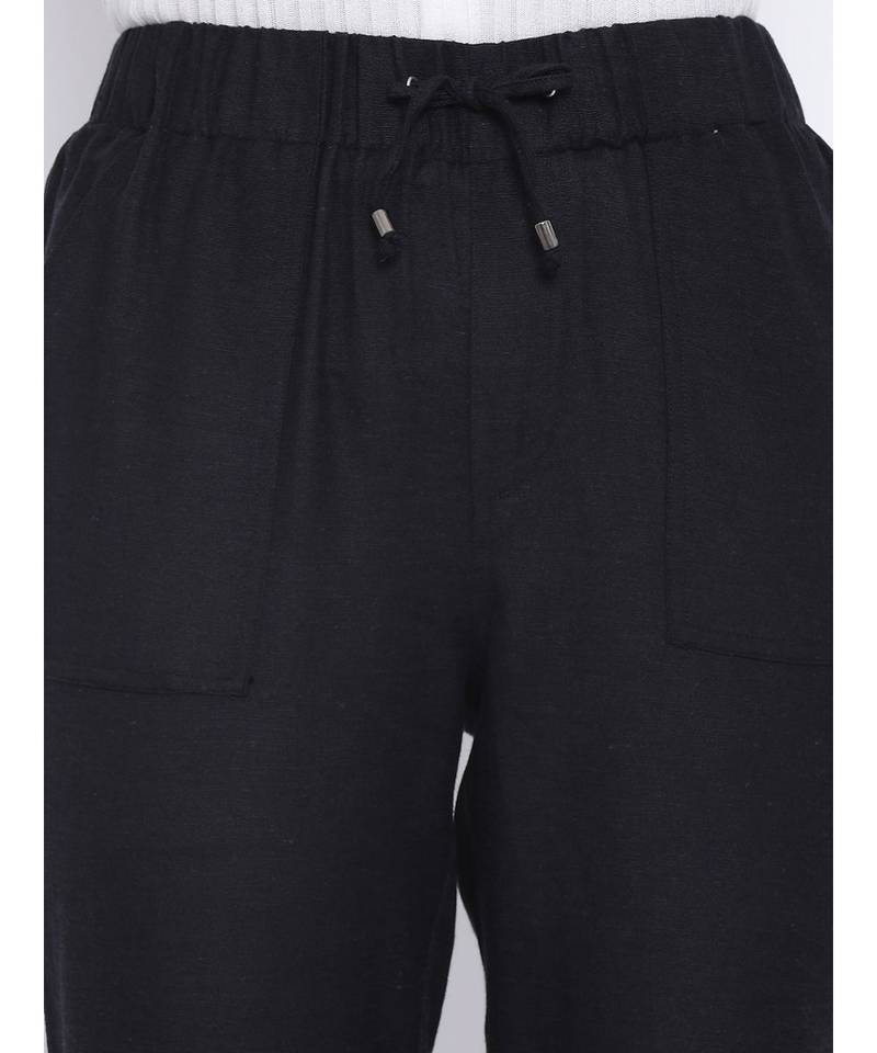 Black Nora Tie-Knot Women Pant