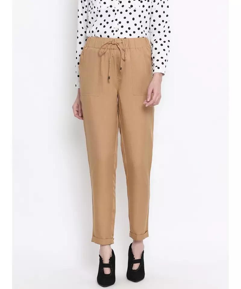 Camel Casey Tie-Knot Women Pant