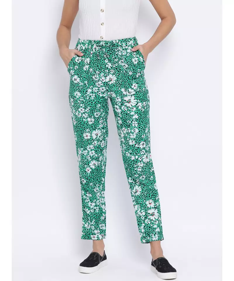 Tropical Maron Tie-Knot Women Pant