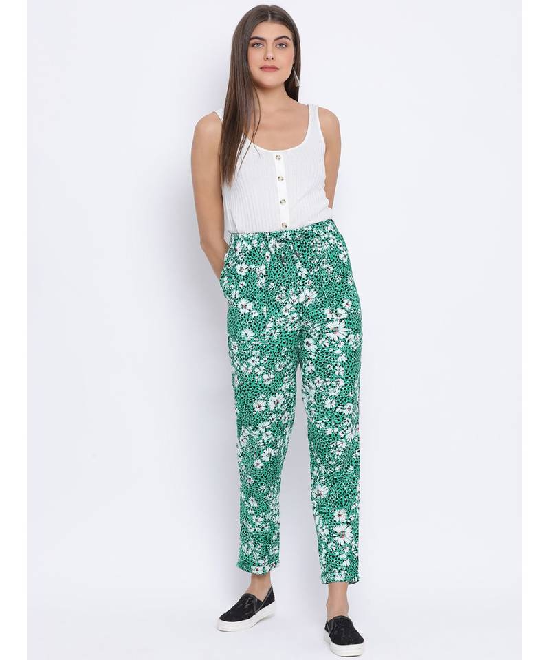 Tropical Maron Tie-Knot Women Pant