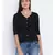 Black Lassy Button Women Top