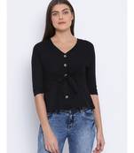 Black Lassy Button Women Top