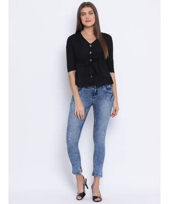 Black Lassy Button Women Top 2
