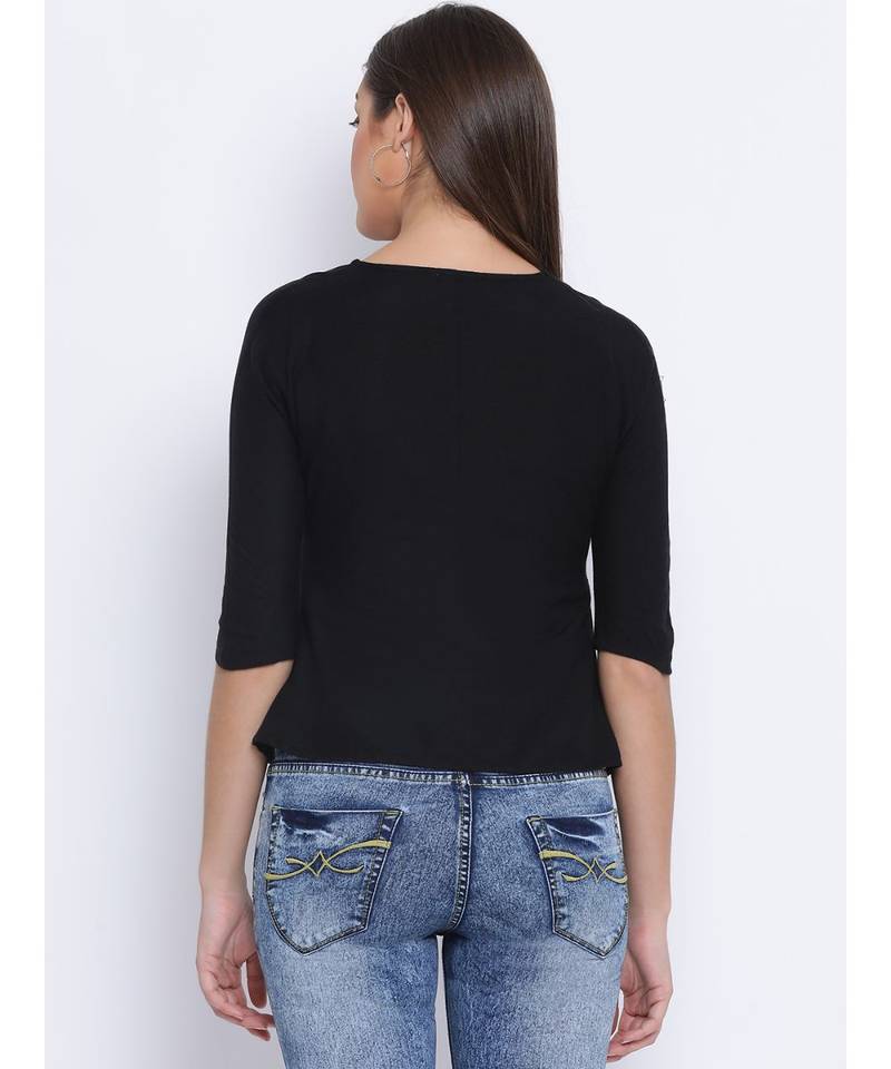 Black Lassy Button Women Top